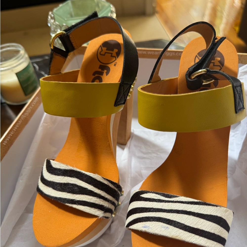 Trendy Yellow and Zebra Print Sandals